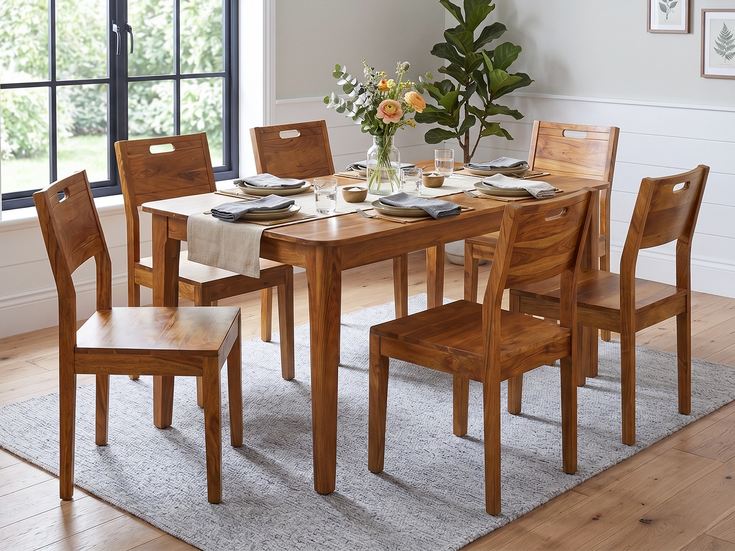 Nord Solid Wood 6 Seater Dining Table on rent in Pune from Bhadepay - image 1